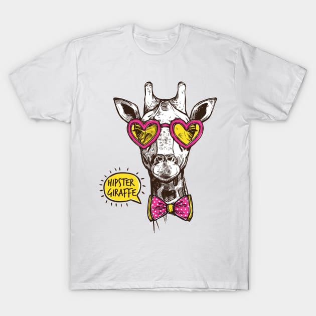 Hipster Giraffe T-Shirt by Norzeatic